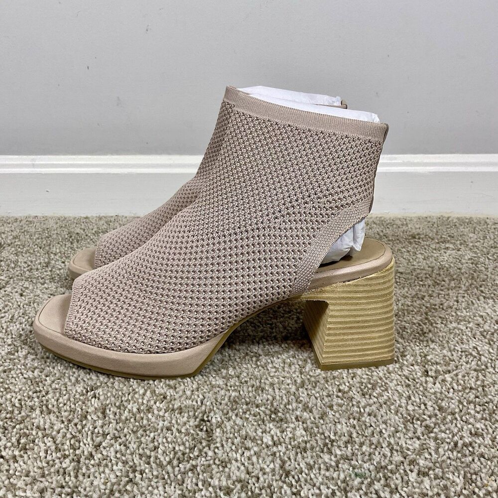 NEW Eileen Fisher Gavis Cutout Bootie Stretch BLUSH Block Heel Open Toe Size 10
